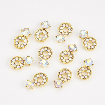 Alloy Rhinestone Cabochons, Nail Art Decoration Accessories, Male Gender Sign, Golden, Crystal AB, 9x5x3mm