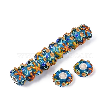 3D Lampwork & Brass Core European Beads(LAMP-Q042-01A)-2