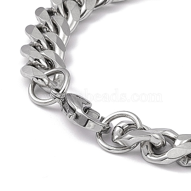 201 Stainless Steel Curb Chain Bracelet with 304 Stainless Steel Clasps for Men Women(BJEW-M235-02C-P)-3