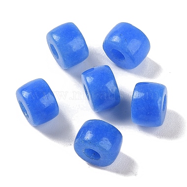 Dodger Blue Flat Round White Jade Beads