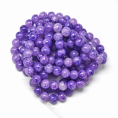 Chapelets de perles en verre craquelé peint(X-DGLA-Q023-8mm-YS54)-3