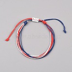 Bohemian Adjustable Waxed Cord Braided Bracelets for Women Men, Colorful, Inner Diameter: 2~3-5/8 inch(5.15~9.25cm)(BJEW-WH0012-97)