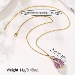 Electroplated Natural Amethyst Raw Rough Pendant Necklaces, 201 Stainless Steel Cable Chain Necklaces for Women, Golden, 17.72 inch(45cm)(FS-WG6CEC7-03)