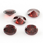 Oval Shaped Cubic Zirconia Pointed Back Cabochons, Faceted, Dark Red, 7x5mm(X-ZIRC-R010-7x5-03)