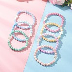 7Pcs 7 Colors Electroplate Glass Stretch Bracelets, with Cross Synthetic Turquoise Beads, Mixed Color, Beads: 8mm, Inner Diameter: 1-7/8 inch(4.7cm), 1pc/color(BJEW-JB12702)