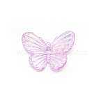 AB Color Transparent Resin Pendant, Butterfly, Pearl Pink, 31.5x41.5x5.5mm, Hole: 1.2mm(RESI-CJC0014-03A)