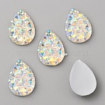 Opaque Resin Rhinestone Cabochons, Faceted, Diamond Teardrop, Crystal AB, 14x10x3mm(RESI-WH0035-29A)