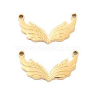 Ion Plating(IP) 304 Stainless Steel Pendants, Laser Cut, Wing Charm, Golden, 8x15x1mm, Hole: 1mm(STAS-Z078-26G)