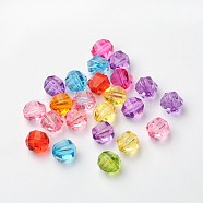 Transparent Acrylic Beads, Faceted Oval, Mixed Color, about 9.5mm long, 10.5mm wide, 9mm thick, hole: 2mm(X-PL371Y)