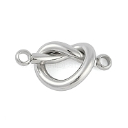 304 Stainless Steel Connector Charms, Heart Knot Links, Stainless Steel Color, 19x17x4.5mm, Hole: 2mm(STAS-M078-02P)