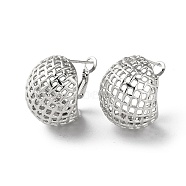 304 Stainless Steel Hollow Earrings, Hollow Half Round, Stainless Steel Color, 23x19.5mm(STAS-Z052-26P)