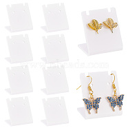 Custom Acrylic Slant Back Earring Display Stands, Jewelry Holder for Earring Stud, Dangle Earring Showing, Rectangle, White, 2.6x3.45x3.55cm(ODIS-WH0099-03)