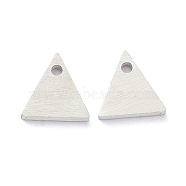304 Stainless Steel Pendants, Stamping Blank Tag, Laser Cut, Double Side Drawbench Effect, Triangle, Stainless Steel Color, 6x6x1mm, Hole: 0.9mm(STAS-K216-45P)