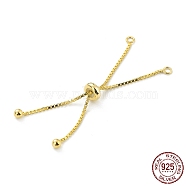 925 Sterling Silver Box Chain with Stop Beads and Loops, Slider Bracelet Making, for Bracelet Making, Golden, 106mm, Hole: 1.8mm(STER-Z001-110G)