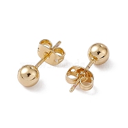 Rack Plating Brass Round Ball Stud Earrings for Women, Lead Free & Cadmium Free, Real 18K Gold Plated, 16x5mm, Pin: 0.7mm(EJEW-F294-08B-G)