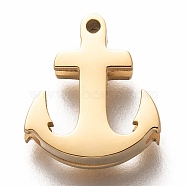 304 Stainless Steel Slide Charms, Anchor, Golden, 12x10.5x3.5mm, Hole: 8x1.5mm(STAS-P270-13G)