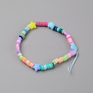 Polymer Clay Heishi Beaded Mobile Straps, with Acrylic Beads, Star & Heart, Mixed Color, 17.4cm(HJEW-WH0011-42)