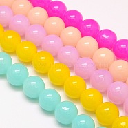 Imitation Jade Glass Round Bead Strands, Mixed Color, 14mm, Hole: 1mm, about 29pcs/strand, 15.7 inch(GLAA-A022C-14mm-M)