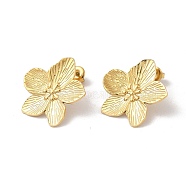 Ion Plating(IP) 304 Stainless Steel Stud Earrings, Flower, Real 14K Gold Plated, 25x25mm(EJEW-Z022-22G)