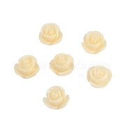 Synthetic Coral Carved Beads, Dyed, Flower, Half Drilled, Lemon Chiffon, 11x9mm, Hole: 1mm(CORA-C003-16C)