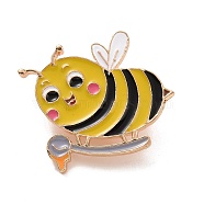 Bee Enamel Pin, Alloy Enamel Brooch for Backpack Clothes, Yellow, 30x31x2mm(JEWB-A009-02)