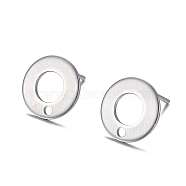 304 Stainless Steel Stud Earring Findings, Donut, Stainless Steel Color, 10.3mm, Hole: 1.3mm, Pin: 0.7mm(STAS-H104-01P)