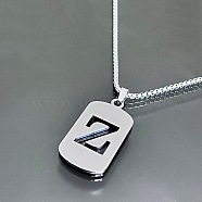 Stainless Steel Box Chain Necklaces, Rectangle with Letter Z Pendant Necklaces(YT2090-26)