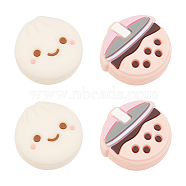 Steamed Bun & Bubble Milk Tea Pattern Silicone Joystick Cap, Thumb Grip, for Gamepad, Game Controller, Mixed Color, 16.5~17x16~16.5x7mm, 4pcs/set(FIND-WH0147-23)