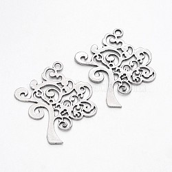 Tree of Life Tibetan Style Alloy Pendants, Cadmium Free & Lead Free, Antique Silver, 42x38x1mm, Hole: 2mm, about 277pcs/1000g(TIBEP-N008-29AS-RS)