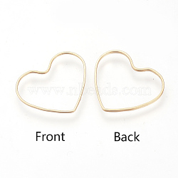 Brass Linking Rings, Real 18K Gold Plated, Heart, 18x22x1mm(KK-R037-238G)