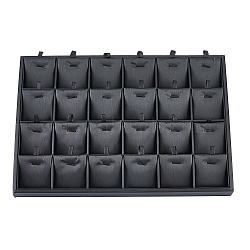 24-Slot Rectangle PU Leather Pendant Display Holder, Jewelry Organizer Tray for Pendant Storage, Black, 35x24x3cm(ODIS-WH0043-66)