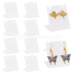 Custom Acrylic Slant Back Earring Display Stands, Jewelry Holder for Earring Stud, Dangle Earring Showing, Rectangle, White, 2.6x3.45x3.55cm(ODIS-WH0099-03)