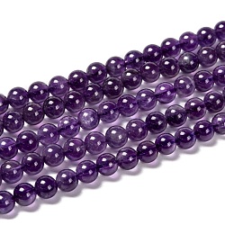 Hebras de perlas redondas de amatista naturales, 6mm, agujero: 1 mm, aproximamente 65 pcs / cadena, 15.5 pulgada(G-M304-18-6mm)
