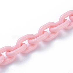 Acrylic Handmade Cable Chains, Oval, Pink, 19x14x4mm, about 23.62 inch(60cm)/strand(AJEW-JB00527-04A)