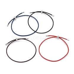 Adjustable PU Leather Cord Slider Bracelets, with 304 Stainless Steel Slider Beads and Cord End, Mixed Color, 10-3/8 inch(26.5cm), 2mm(BJEW-F412-05P)
