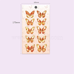 10Pcs PVC Waterproof Self-Adhesive Stickers, Butterfly, for DIY Photo Album Diary Scrapbook Decoration, Orange, 38x41x0.5mm(DIY-B082-08C)