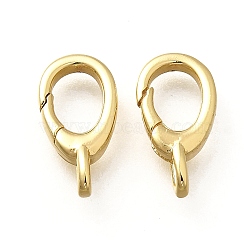 Brass Spring Gate Rings, Cadmium Free & Lead Free, Lasting Plated, Oval, Real 18K Gold Plated, 12.5x7x2.5mm, Hole: 1.5mm(KK-Q043-12G)