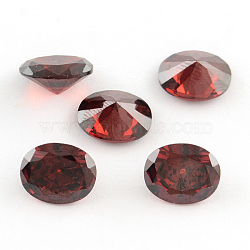 Oval Shaped Cubic Zirconia Pointed Back Cabochons, Faceted, Dark Red, 7x5mm(X-ZIRC-R010-7x5-03)