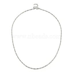 304 Stainless Steel Singapore Chain Necklaces, Water Wave Chain Necklaces, with Lobster Claw Clasps, Stainless Steel Color, 19.88 inch(50.5cm), 2.5mm(NJEW-JN02930-03)