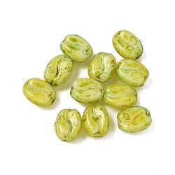 Picasso Baking Paint Glass Seed Beads, Coffee Bean, Light Khaki, 11x8.5x6mm, Hole: 1mm(GLAA-V001-08E)