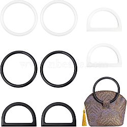 8Pcs 4 Style Plastic Purse Handles, for Bag Handles Replacement Accessories, Round Ring & D Shape, Mixed Color, 12~12.2x8.5~12x0.8~1cm, Inner Diameter: 9.5~10.2x6.1~10.2cm, 2pcs/style(FIND-CA0005-02)