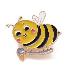 Bee Enamel Pin, Alloy Enamel Brooch for Backpack Clothes, Yellow, 30x31x2mm(JEWB-A009-02)