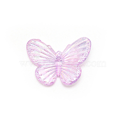 AB Color Transparent Resin Pendant, Butterfly, Pearl Pink, 31.5x41.5x5.5mm, Hole: 1.2mm(RESI-CJC0014-03A)