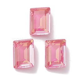 Glass Rhinestone Cabochons, Point Back & Back Plated, Faceted, Rectangle, Fuchsia, 14x10x5.5mm(RGLA-G020-01A-502AM)