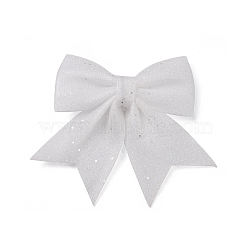 Glitter Cloth Bowknot Pendant Decoration, for Christmas Tree Gift Box Hanging Ornaments, White, 165~180x160~175x19~20mm(DIY-I112-01E)