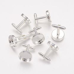 Brass Cuff Button, Cufflink Findings for Apparel Accessories, Silver Color Plated, 21x18mm(KK-G175-S)