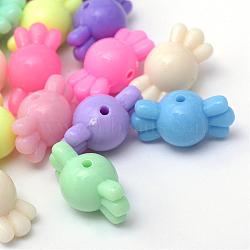 Candy Opaque Acrylic Beads, Mixed Color, 8.5x16.5x9mm, Hole: 1.5mm, about 272pcs/160g(MACR-R556-02)