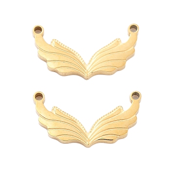 Ion Plating(IP) 304 Stainless Steel Pendants, Laser Cut, Wing Charm, Golden, 8x15x1mm, Hole: 1mm