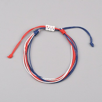 Bohemian Adjustable Waxed Cord Braided Bracelets for Women Men, Colorful, Inner Diameter: 2~3-5/8 inch(5.15~9.25cm)