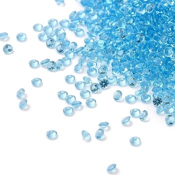 Cubic Zirconia Cabochons, Faceted Diamond, Light Sky Blue, 1x1mm